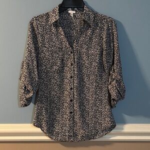 Express Black and White Portofino Slim Button Down Shirt size XS